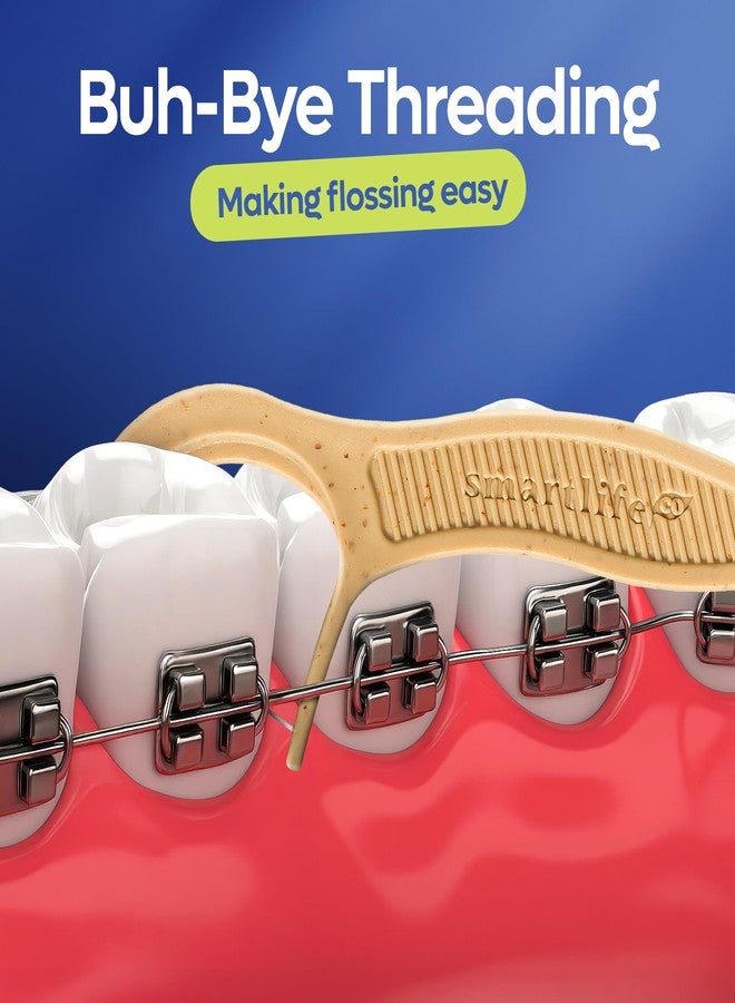 SmartLifeco Flossers for Braces - Eco-Friendly Orthodontic Floss Picks for Adults & Kids | Straw Wheat Blend | Superior Anti-Shred Thread | Ortho Interdental Toothpick End | WirePik - Mint - 160 Pack - Image 5
